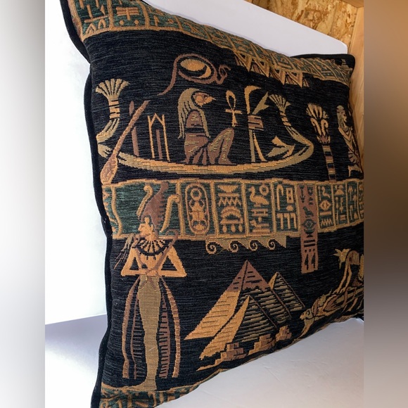 Vintage 90s 2pc Egyptian Tapestry Accent Pillows - Picture 8 of 10
